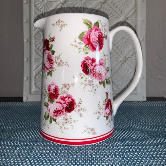 Shabby Floral Pitcher - New without Tags - Picture 1 of 7
